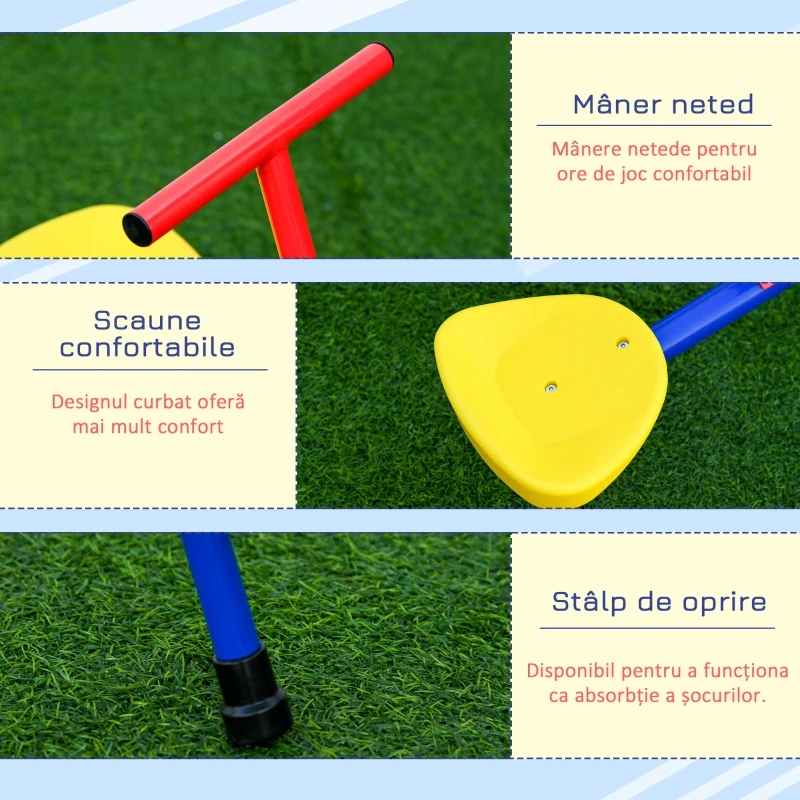 Outsunny Leagan pentru Copii Dublu cu Balans Pivotant la 360° din Metal si PP