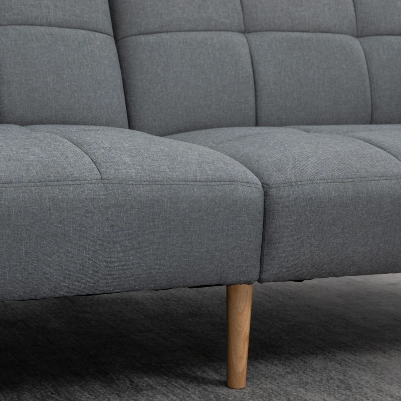 HOMCOM 2-in-1 Slaapbank 205 x 88 cm Bank met Slaapfunctie, Zitkussen, Linnen Look Grijs