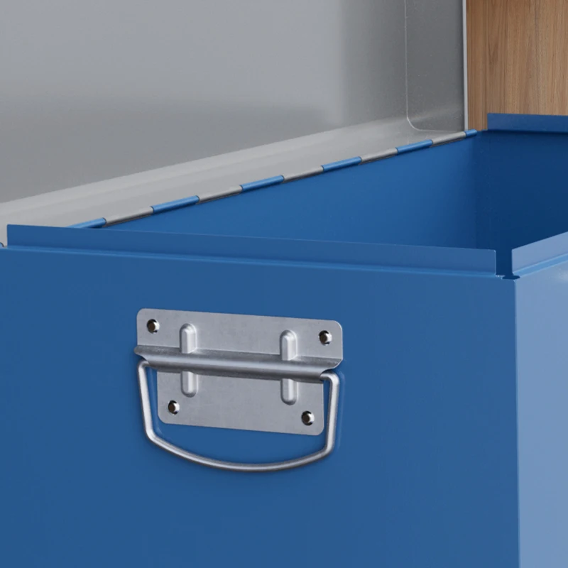 DURHAND Caixa de Ferramentas Metálica Baú de Ferramentas de Aço 50x26x18,5 cm com Pegas de Transporte Carga 20 kg Cinza e Azul