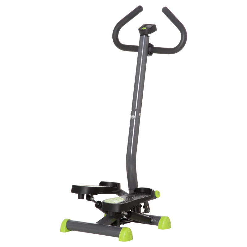 HOMCOM Máquina de Step Stepper Fitness em Casa com Tela LCD Alça e Pedais Antiderrapantes para Ginásio 55x44x108 cm Cinzento