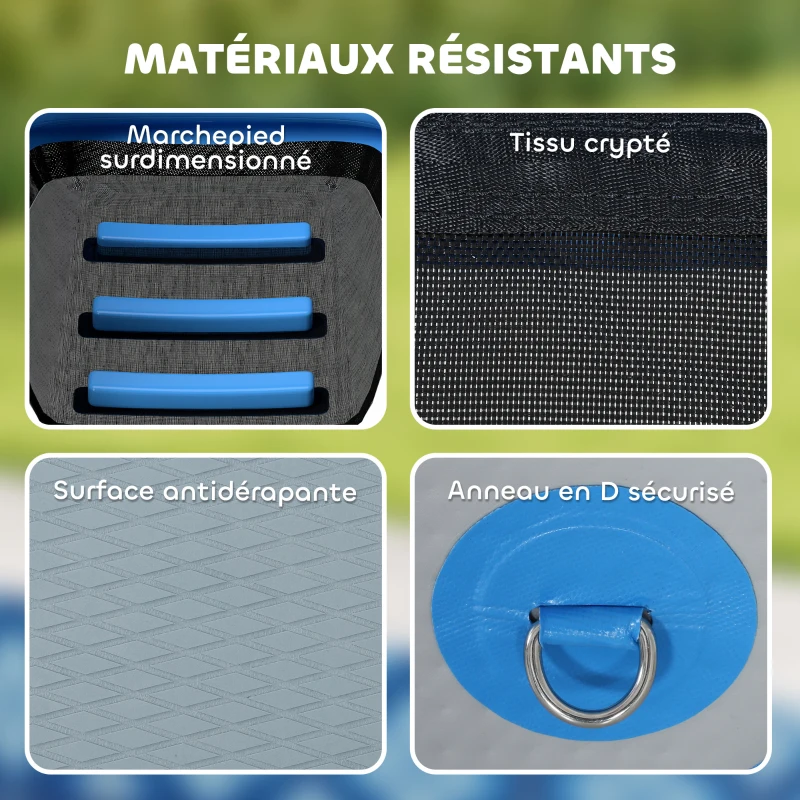 PawHut Rampe gonflable de radeau pour chien, plate-forme flottante de sports nautiques 120 x 90 x 10 cm bleu et gris