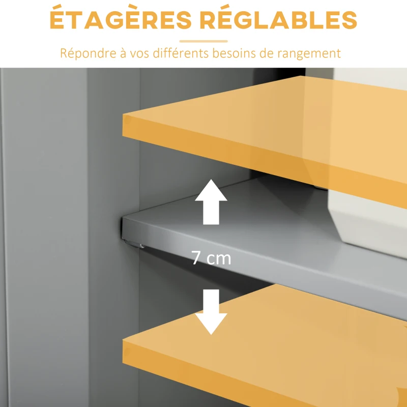 kleankin Meuble de salle de bain avec 2 tiroirs, niche, placard avec porte, étagère réglable, 60 x 30 x 109 cm, gris