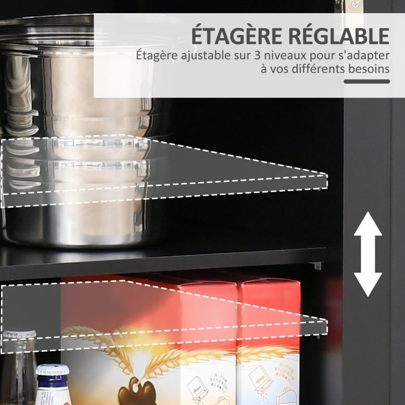HOMCOM Meuble de rangement buffet salon avec placards, 2 tiroirs et étagères réglables, 68x40,3x85cm, noir et bois naturel