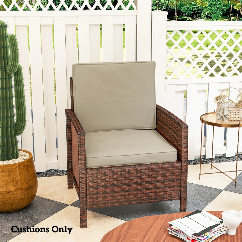 Outsunny Lot de 2 coussins de chaise coussins d'assise déhoussables coussins matelassé rembourré mousse polyester kaki