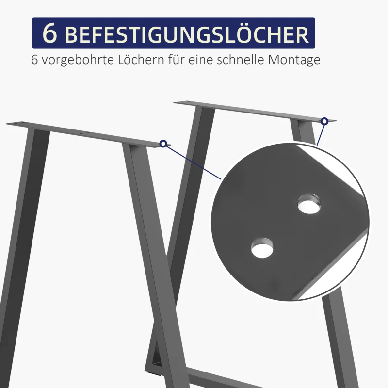 HOMCOM Trapeziumvormige Tafelpoten in Set van 2, Metaal, Voorgeboord, met Schroeven, Zwart