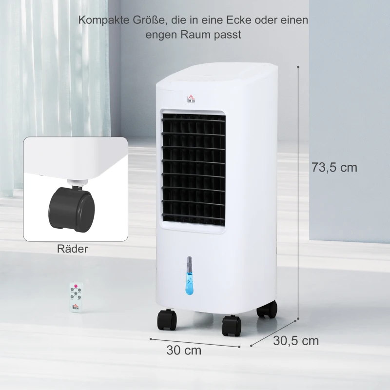 HOMCOM Klimatyzator, Wentylator z 3 Funkcjami i Trybami, Pilot, Timer, Biały