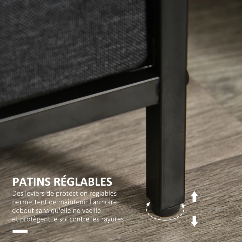 HOMCOM Commode meuble de rangement avec 3 tiroirs tissus, étagère et plateau supérieur, 58L x 29l x 81,5H cm