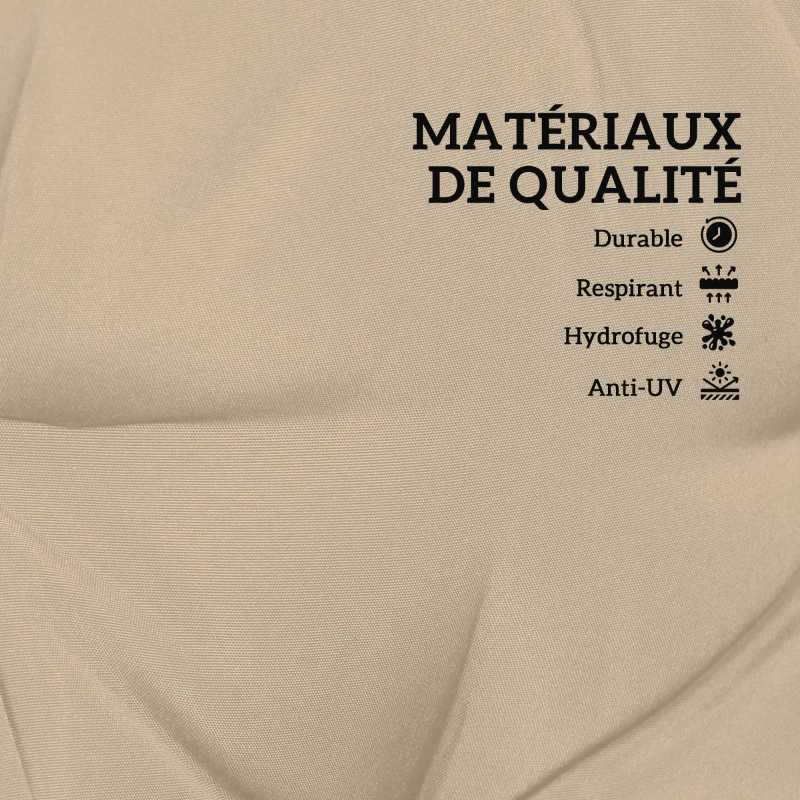 Outsunny Lot de 2 coussins de chaise d'extérieur, galette de chaise avec attaches, coussins de jardin 98 x 50 x 8 cm beige