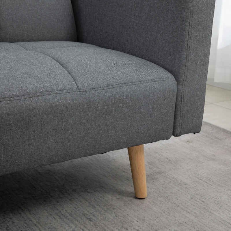 HOMCOM 2-in-1 Slaapbank 205 x 88 cm Bank met Slaapfunctie, Zitkussen, Linnen Look Grijs