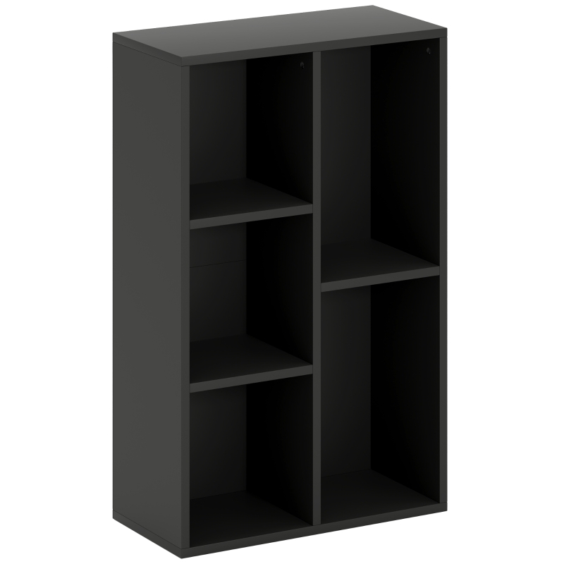 HOMCOM Bibliothèque étagère de rangement 2 niveaux avec 5 compartiments, pour salon chambre à coucher bureau, 50x24x80cm, noir