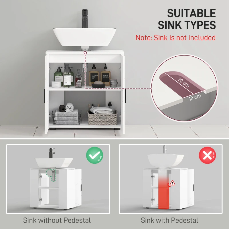 kleankin Under Sink Cabinet with Shelf - White