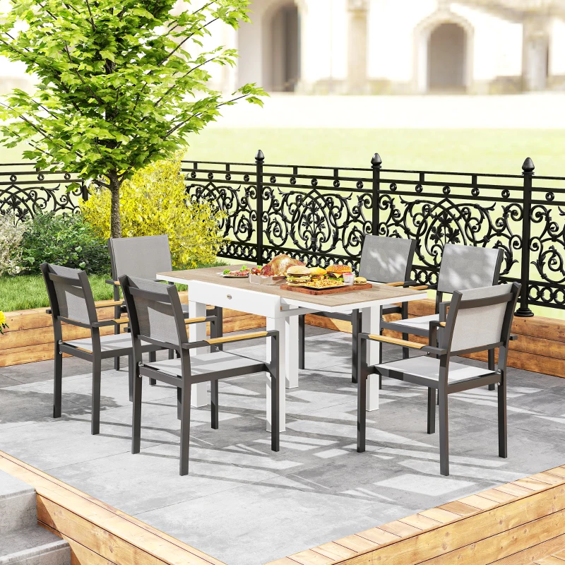 Outsunny Tavolo da Pranzo da Giardino Allungabile 80-160 cm per 4-6 Posti, Bianco