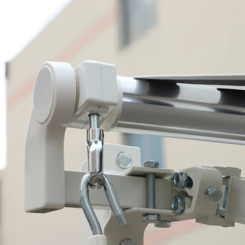 Outsunny Luifel aluminium knikarmluifel zonwering met handslinger 3,5 x 2,5 m grijs + wit