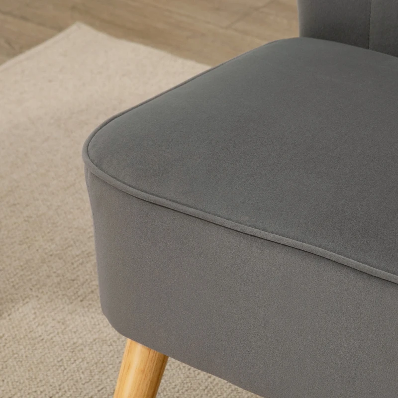 HOMCOM Sofa Retrodesign 2-zitsbank, houten poten, 117 cm x 56,5 cm x 77 cm, Donkergrijs(m-12)