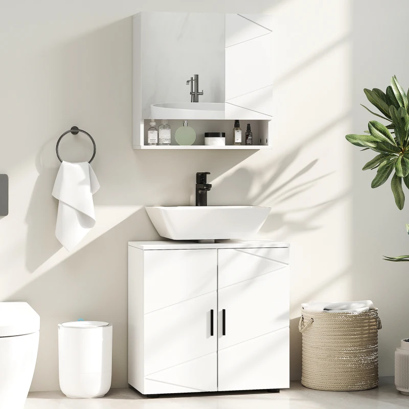 kleankin Under Sink Cabinet with Shelf - White