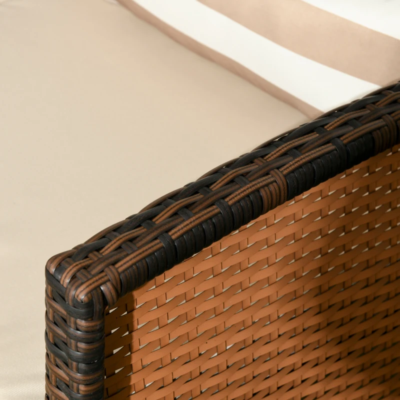 Outsunny rotan bank met kussens, driezits loungebank, staal, grijs, 173 x 68 x 78 cm Outdoor loungebank kussen driezits bruin