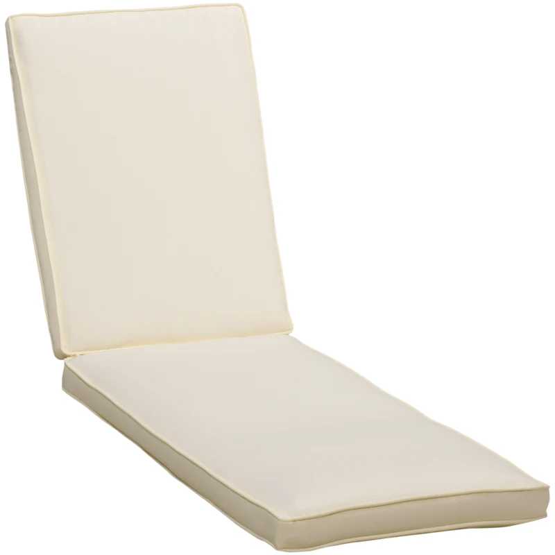Outsunny Coussin de chaise longue matelas pour transat extérieur coussins d'extérieur pour bain de soleil 188 x 53 x 8 cm crème