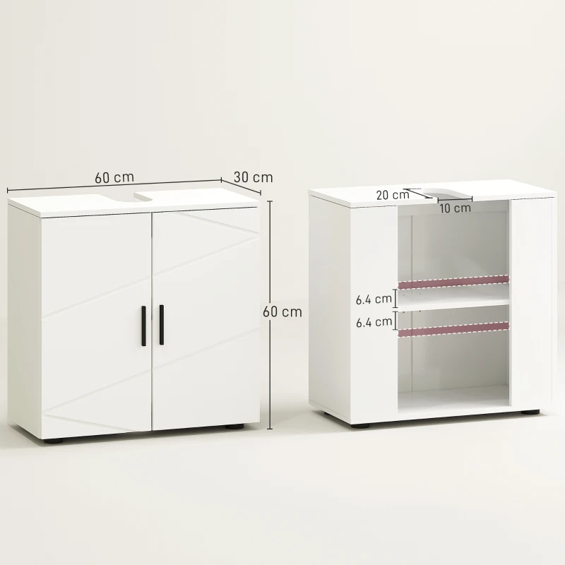 kleankin Under Sink Cabinet with Shelf - White