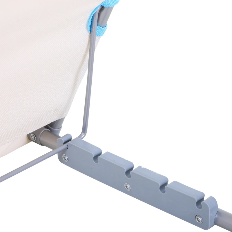 Outsunny Conjunto de 2 Esteiras de Praia com Encosto Reclinável em 5 Níveis Bolsa de Transporte e Apoio de Cabeça 48x134x33-43 cm  Branco Creme