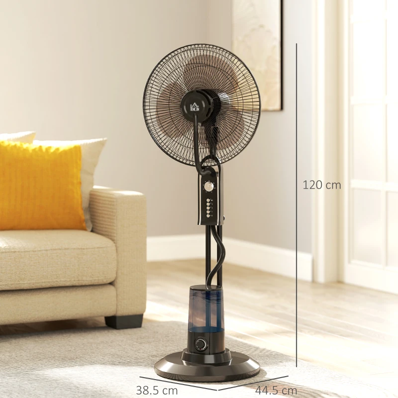 HOMCOM Pedestal Fan with Water Mist Spray, Spray Misting Fan with 70° Oscillation, Tilt Head, 3 Speeds, 3 Modes, Adjustable Mist, 3.2L Water Tank, for Home, 120 cm