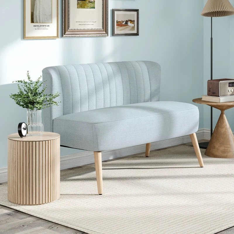 HOMCOM Sofa Retrodesign 2-zitsbank, houten poten, 117 cm x 56,5 cm x 77 cm, Groente(m-12)