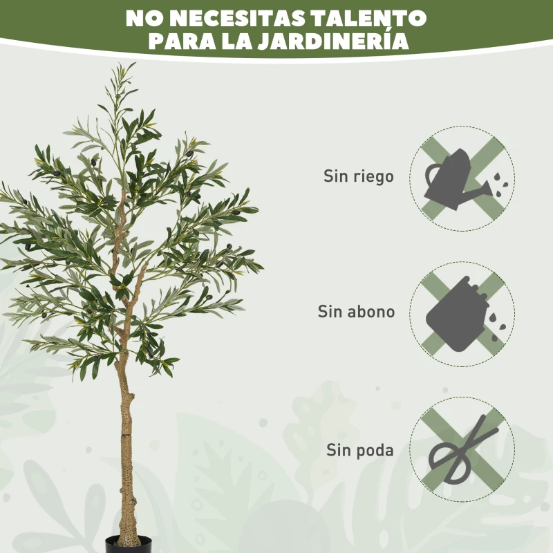 HOMCOM Planta Artificial Decorativa de 150 cm Árbol de Olivo con 720 Hojas y 32 Aceitunas en Maceta para Interior Verde