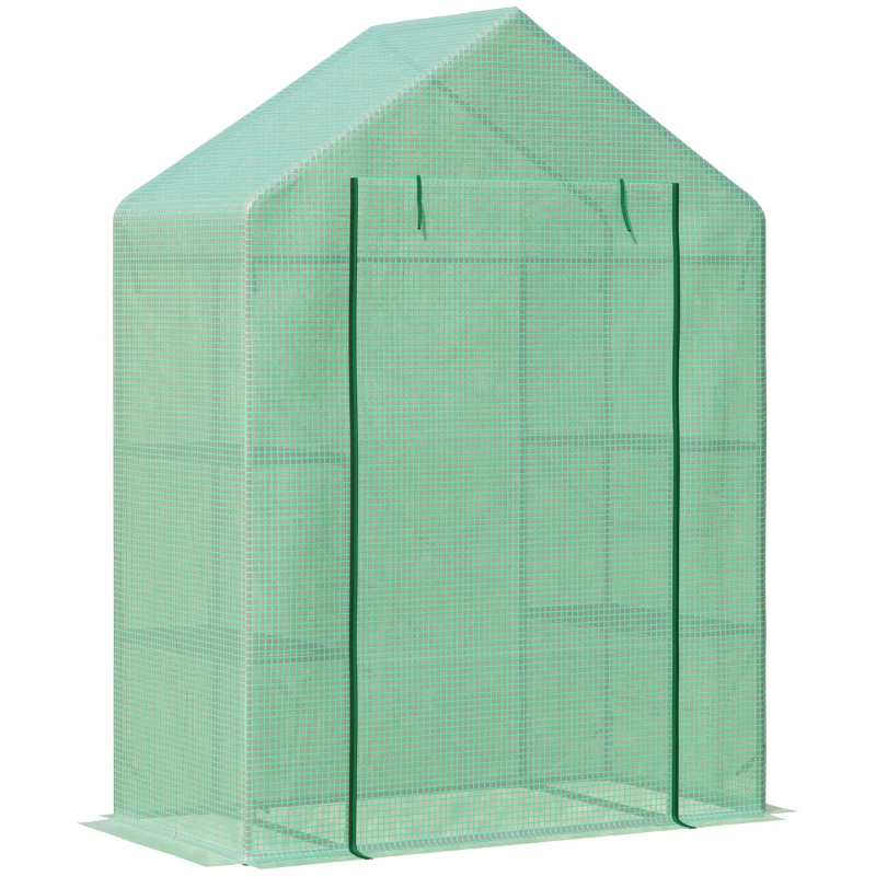 Outsunny Estufa de Jardim 140x70x190cm Estufa com 4 Prateleiras Porta Enrolável Cobertura de PE 140g/m² e Estrutura de Aço para Cultivos de Plantas Flores Verde