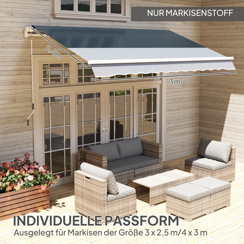 Outsunny Zasłona Markizowa z Falbanką Wodoodporna Materiał Zamienny na Markizy 4 x 3 m Szara