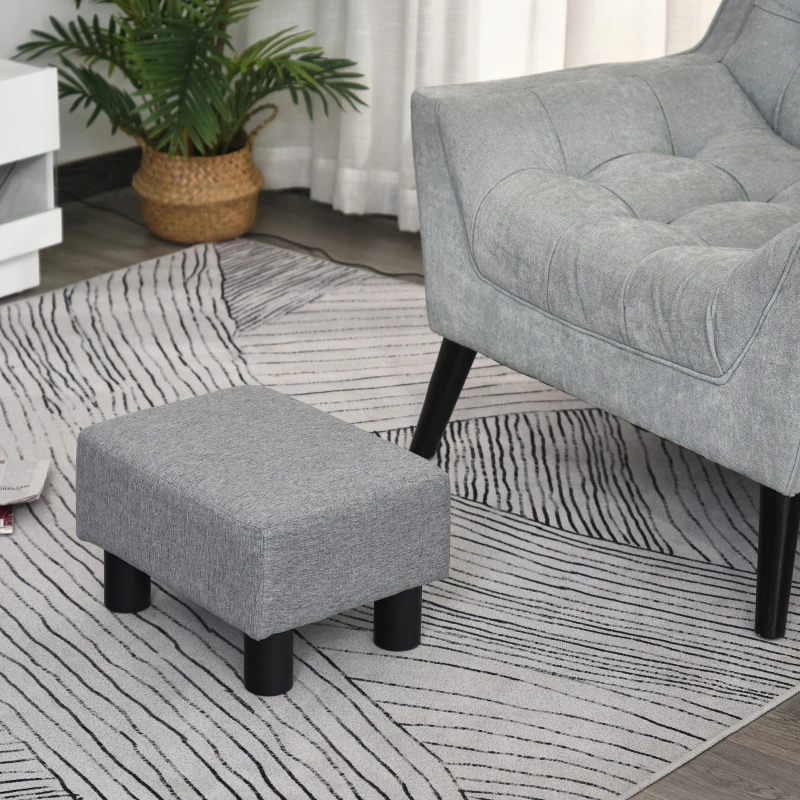 HOMCOM Apoio para os Pés de Sala de Estar Banco Retangular com Estrutura de Madeira para Sala de Estar 40x30x24 cm Cinzento