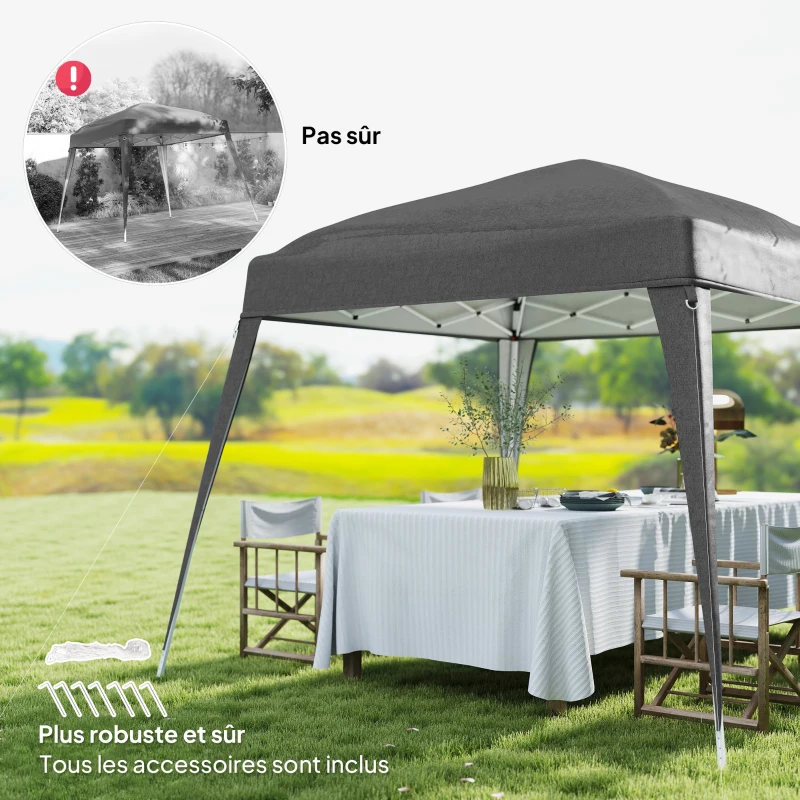 Outsunny Tonnelle de Jardin 3x3m Pop up Tente Pliable Acier Polyester imperméabilisé Anti UV avec Sac de Transport Gris
