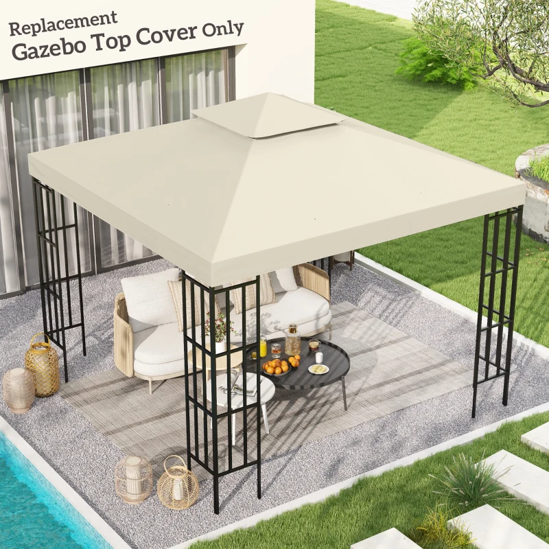 Outsunny Gazebo Replacement Canopy 3x3 m-Cream White(m-2)