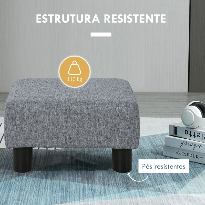 HOMCOM Apoio para os Pés de Sala de Estar Banco Retangular com Estrutura de Madeira para Sala de Estar 40x30x24 cm Cinzento