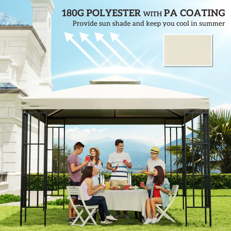 Outsunny Gazebo Replacement Canopy 3x3 m-Cream White(m-6)