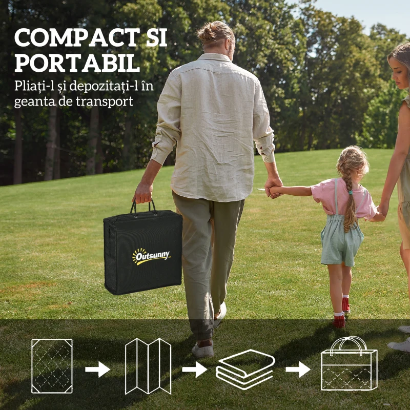 Outsunny Covor Reversibil pentru Exterior, Impermeabil, din Paie de Plastic, 182x274 cm, Albastru