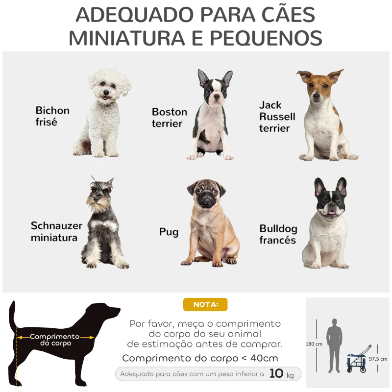 PawHut Carrinho para Animais de Estimação Carrinho para Cães Dobrável com Compartimento Desmontável 4 Portas 81x58x97,5 cm Azul
