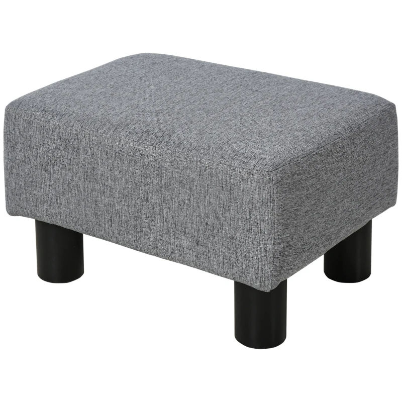 HOMCOM Reposapiés de Salón Taburete Bajo con Asiento Acolchado Rectangular para Sala de Estar Dormitorio 40x30x24 cm Gris