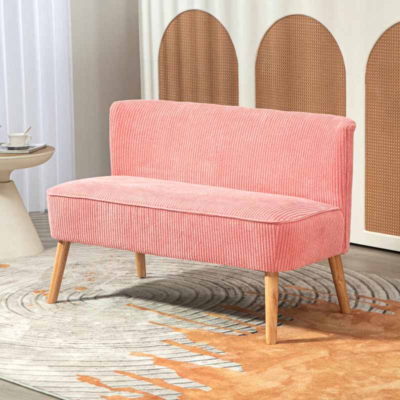 HOMCOM Tweezitsbank, Elegant Scandi Design, Stevig Houten Frame, tot 150 kg, 117 x 56,5 x 77 cm, Roze(m-11)