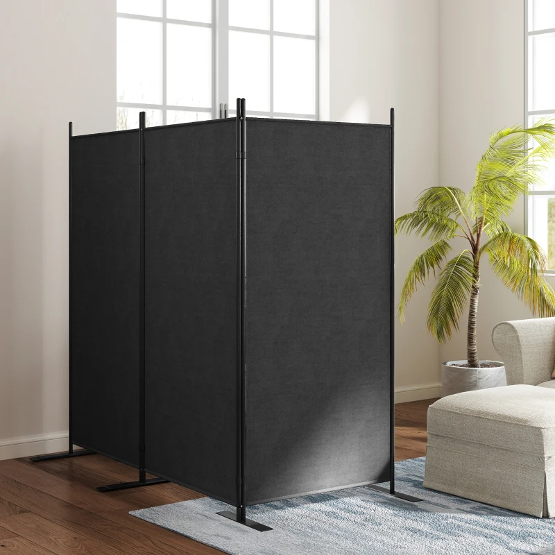 Outsunny Paravento da Esterno a 3 Pannelli Pieghevole e Regolabile, in Poliestere e Metallo, 252x44x176 cm, Grigio Carbone