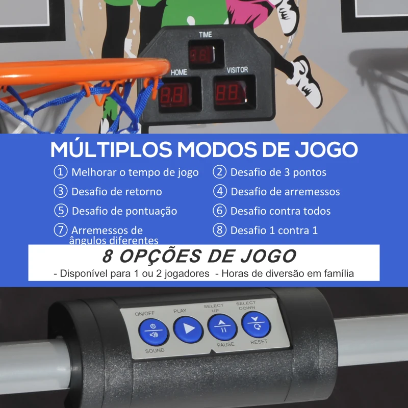 HOMCOM Conjunto de tabelas de Basquetebol Dobráveis e Portáteis de aço Cor Preto e Branco 205x110x205 cm