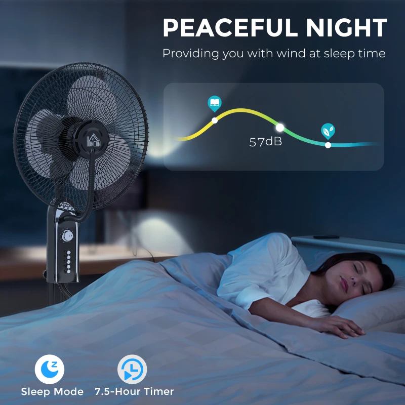 HOMCOM Pedestal Fan with Water Mist Spray, Spray Misting Fan with 70° Oscillation, Tilt Head, 3 Speeds, 3 Modes, Adjustable Mist, 3.2L Water Tank, for Home, 120 cm