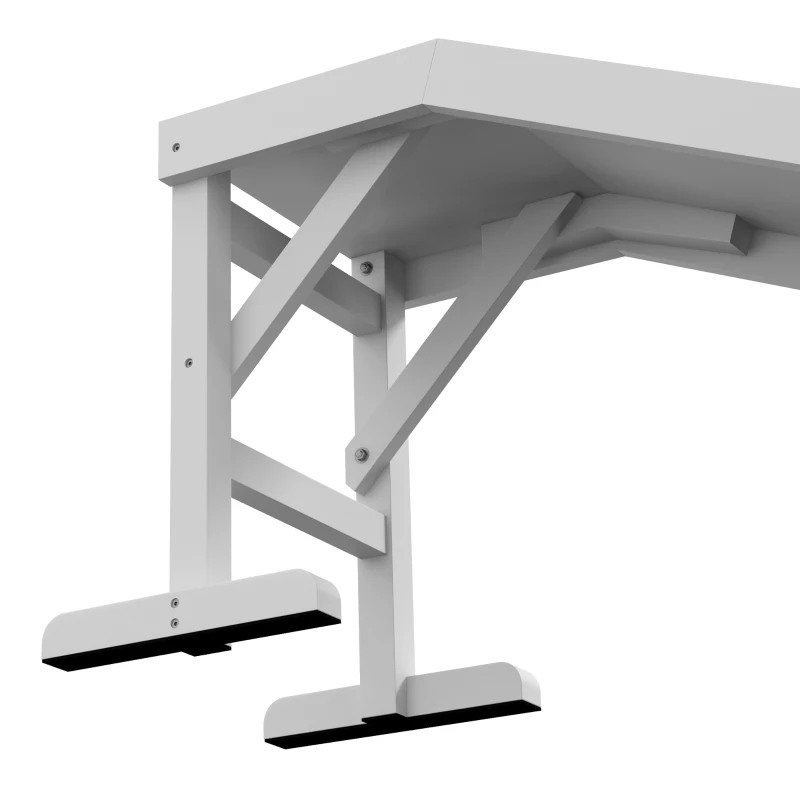 PawHut Rampa para Cães de Madeira com Tapete Antiderrapante para Cães Pequenos Médios e Grandes 152x40x50 cm Branco e Cinzento