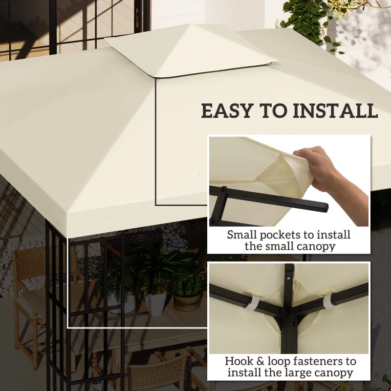 Outsunny Gazebo Replacement Canopy 3x3 m-Cream White(m-5)