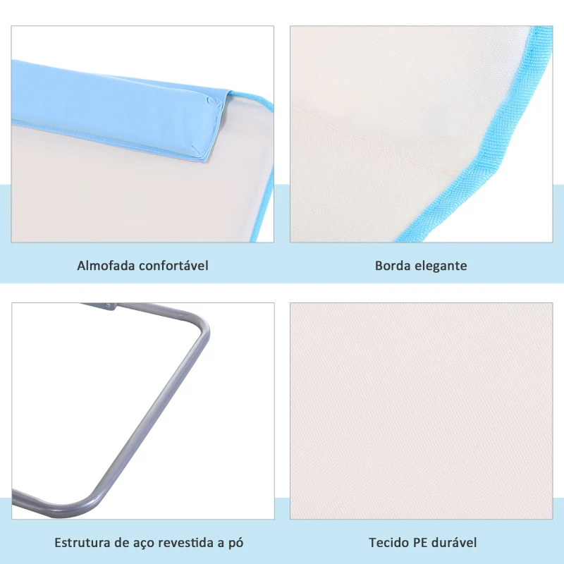 Outsunny Conjunto de 2 Esteiras de Praia com Encosto Reclinável em 5 Níveis Bolsa de Transporte e Apoio de Cabeça 48x134x33-43 cm  Branco Creme