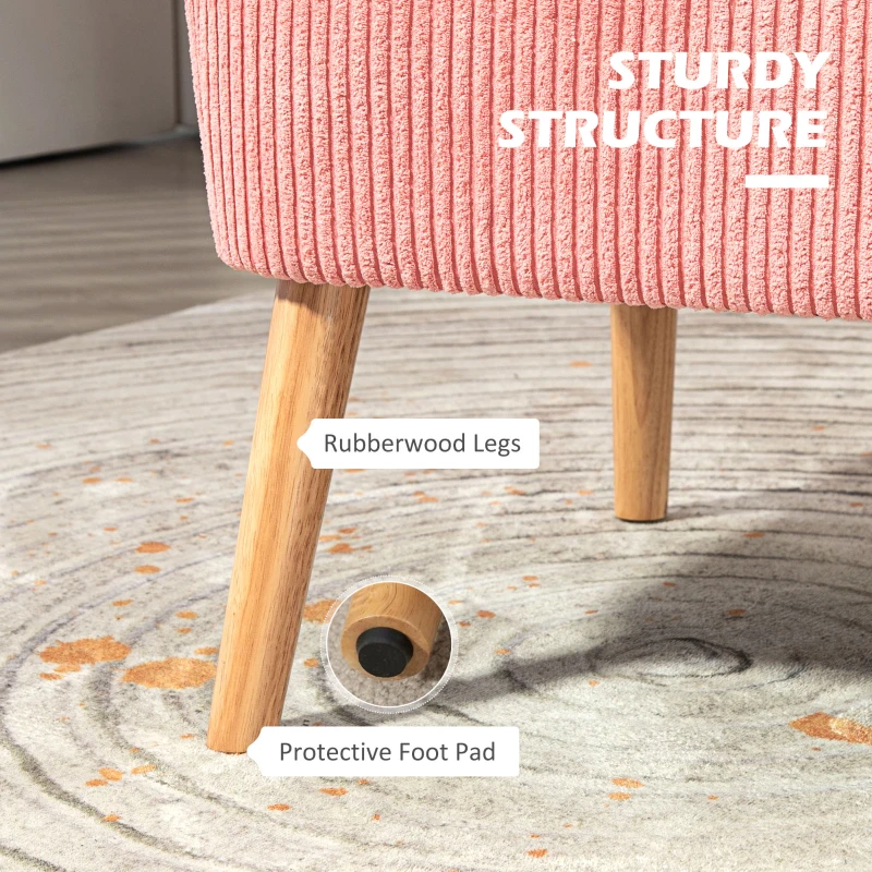 HOMCOM Tweezitsbank, Elegant Scandi Design, Stevig Houten Frame, tot 150 kg, 117 x 56,5 x 77 cm, Roze(m-5)