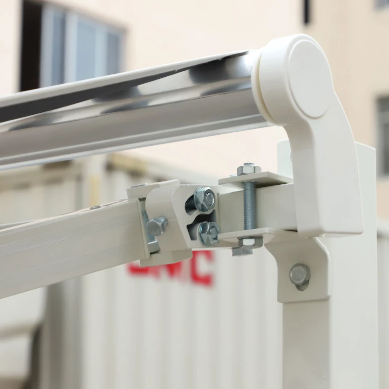 Outsunny Luifel aluminium knikarmluifel zonwering met handslinger 3,5 x 2,5 m grijs + wit