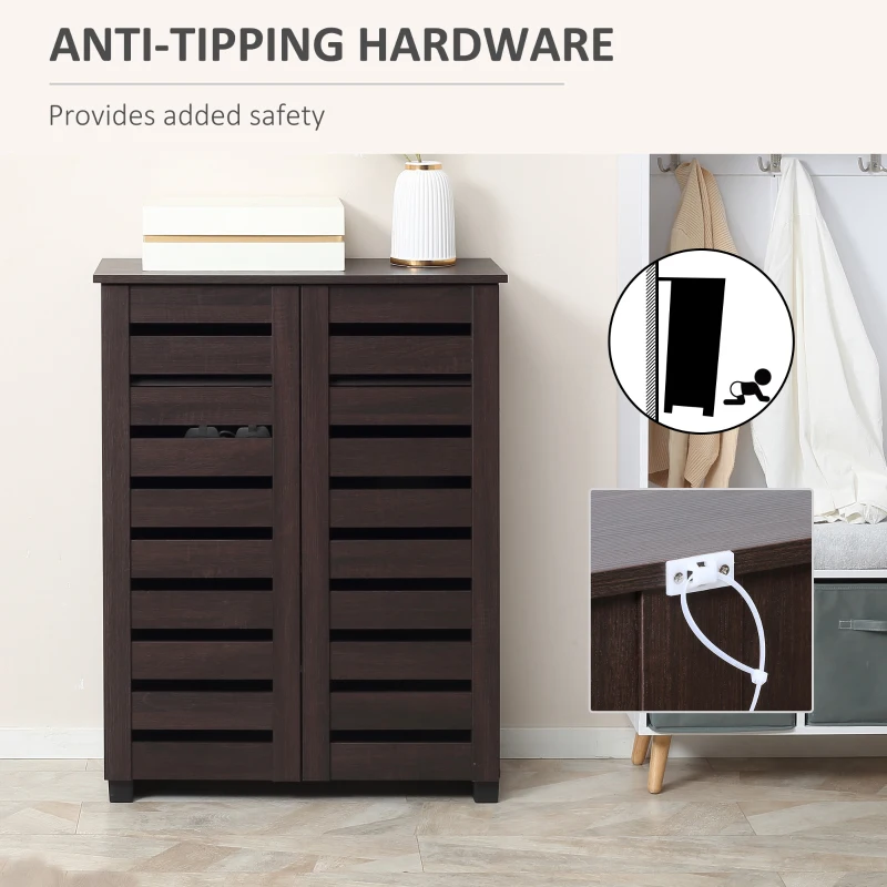 HOMCOM 15 Shoe Storage Cabinet - Wood-Effect