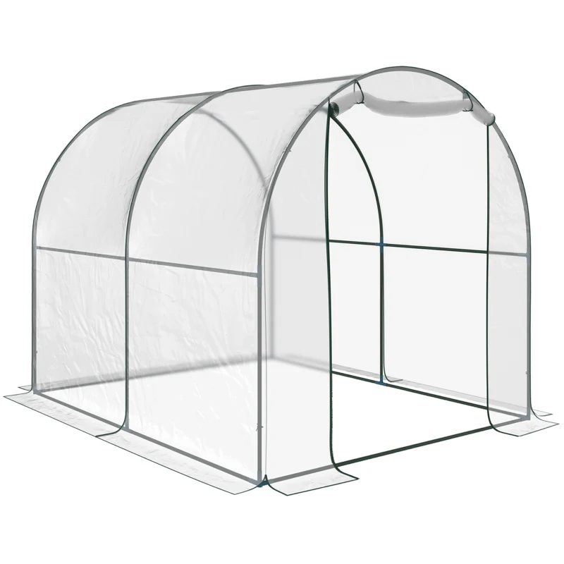 SERRE DE JARDIN TUNNEL TENTE BACHE PVC TRANSPARENT TUBES EN ACIER 2,5X2X2M NEUF 67