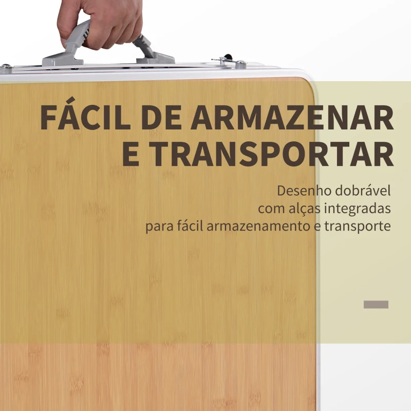 Outsunny Mesa de piquenique dobrável Mesa de campismo com lâmina dobrável Estrutura leve