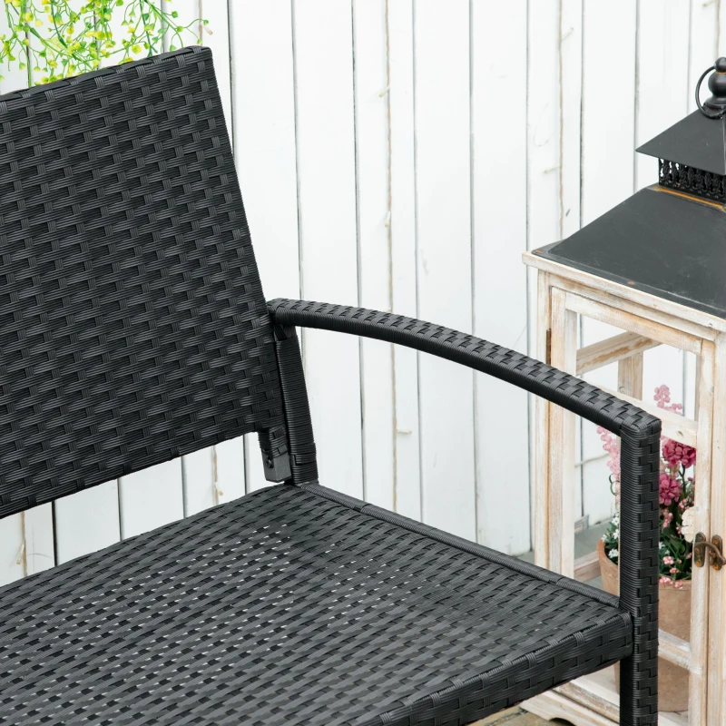 Outsunny Banco Jardim Lounge Cadeira 2 Lugares Móveis para Jardim Exterior Terraço 2 Lugares Rattan Sintético Carga 320kg 122x60x87cm Estrutura Aço