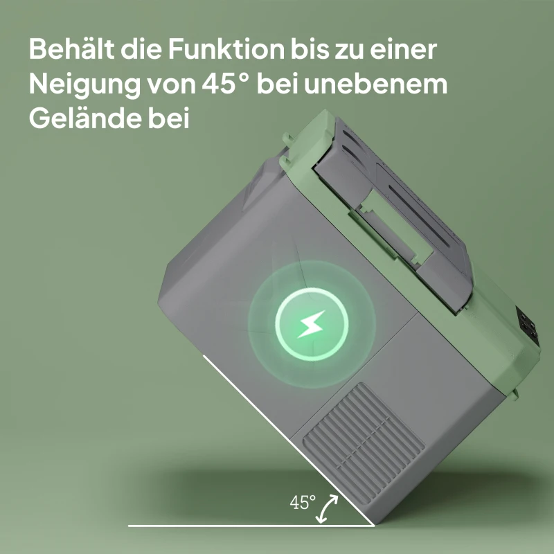 Outsunny 24,2 Liter Camping-Kühlschrank, Autokühlschrank, Kühlbox mit LED-Licht, AC- und DC-Adapter, leiser Betrieb, Grau+Grün